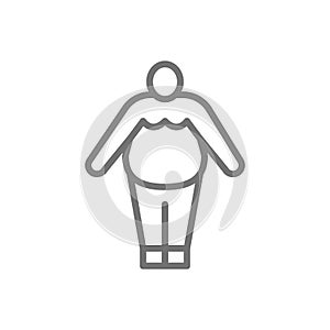 Obesity, fat man, chubby line icon.