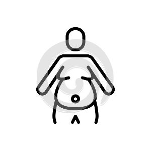 Black line icon for Obesity, fatness and adipositas photo