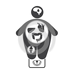 Obesity related diseases icons photo