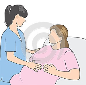 OBGYN check up with pregnant woman - hospital bed