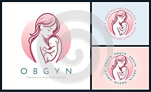 OBGYN obstetrics and gynecology clinic mom and baby pregnancy logo template design for brand or company and other