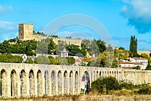 Obidos with Aqueduct and Castle in Portugal