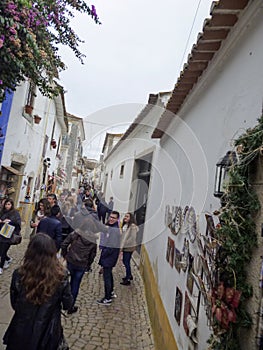 01 12 2015 Obidos Portugal .Walled Medieval City Portuguese Landmark