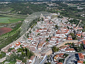 Obidos Town in Portugal. It is located on a hilltop, encircled by a fortified wall. Famous Place