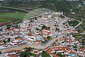 Obidos Town in Portugal. It is located on a hilltop, encircled by a fortified wall. Famous Place