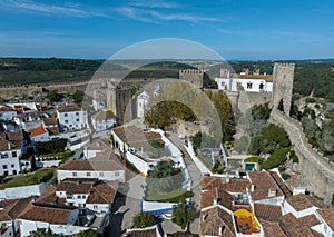 Obidos Town in Portugal. It is located on a hilltop, encircled by a fortified wall. Famous Place