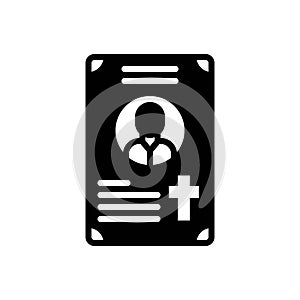 Black solid icon for Obituaries, eulogy and mourning photo