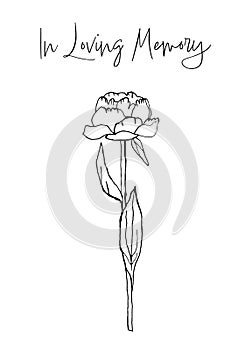 Obituary postcard with the text In Loving Memory.