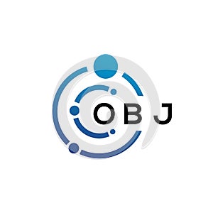 OBJ letter technology logo design on white background. OBJ creative initials letter IT logo concept. OBJ letter design