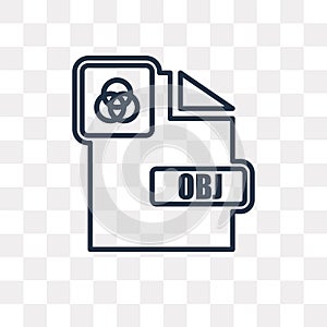 Obj vector icon isolated on transparent background, linear Obj t