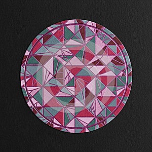 Object featuring a geometric pattern of triangles in shades of pink