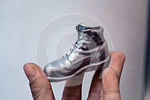 Object in the form of a boot printed on a 3d printer and covered with enamel