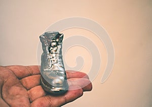 Object in the form of a boot printed on a 3d printer and covered with enamel