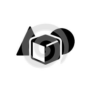 Black solid icon for Object, commodity and item