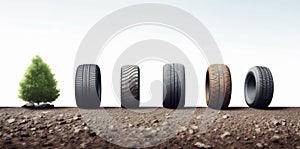 object isolated tire wheel profile background tyre auto rubber car automobile. Generative AI.