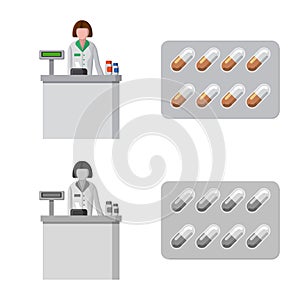 object of pharmacy and hospital logo. Set of pharmacy and business vector icon for stock.