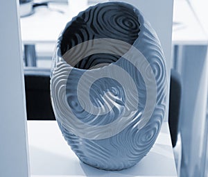 Object printed on 3D printer close up Model printed 3D printer molten plastic