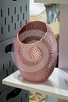 Object printed on 3D printer close up Model printed 3D printer molten plastic