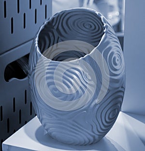 Object printed on 3D printer close up Model printed 3D printer molten plastic