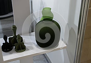 Object printed on 3D printer close up Model printed 3D printer molten plastic