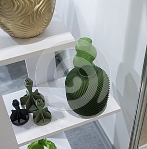 Object printed on 3D printer close up Model printed 3D printer molten plastic