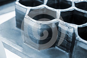 Object printed by 3D printer from metal. Additive manufacturing solution