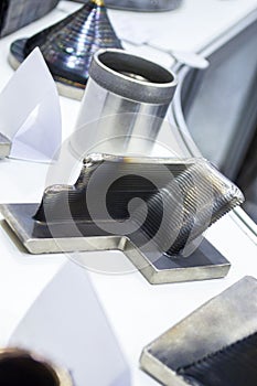 Object printed by 3D printer from metal. Additive manufacturing solution