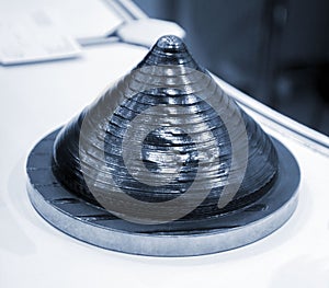 Object printed by 3D printer from metal. Additive manufacturing solution