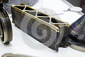 Object printed by 3D printer from metal. Additive manufacturing solution