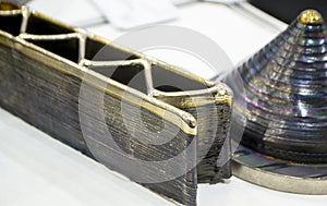 Object printed by 3D printer from metal. Additive manufacturing solution