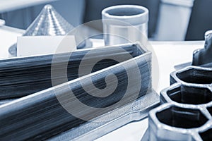 Object printed by 3D printer from metal. Additive manufacturing solution