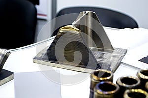 Object printed by 3D printer from metal. Additive manufacturing solution