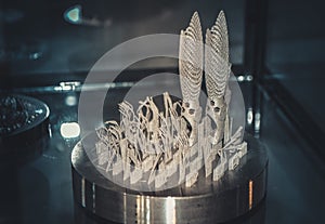 Object printed on metal 3d printer close-up