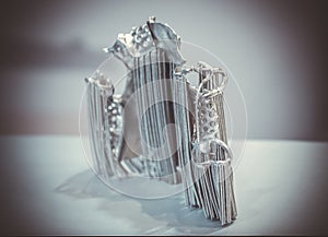 Object printed on metal 3d printer. Dental crowns printed in laser