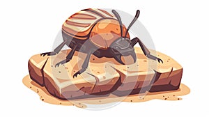 Object for recording storing information on a stone tablet or clay tablet with Egyptian scarab beetle cartoon