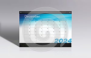 December 2024 Calendar isolated on gray background with space for copy photo