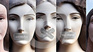 Objectification and silenced women. They are symbolic of the countless others who has been silenced