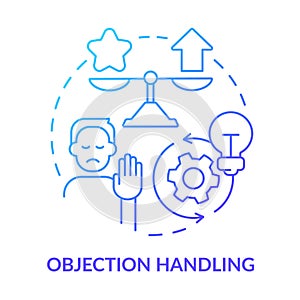 Objection handling blue gradient concept icon