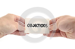 Objections text concept photo