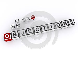 objections word block on white