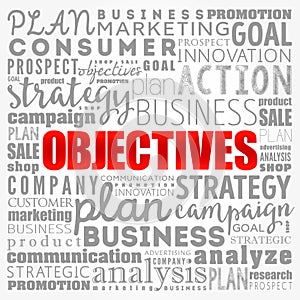 Objectives word cloud collage, business concept background