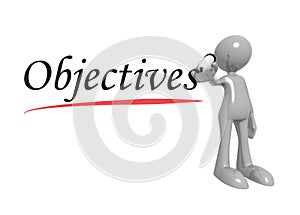 Objectives word with man on white