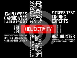 OBJECTIVITY - image with words associated with the topic RECRUITING, word, image, illustration