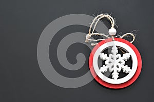 Objects for Christmas decorations snow color red and white background black