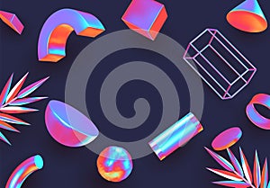 Objects 3d shape vector minimal poster.