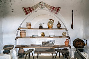 Objects in interior at one traditional romanian farmhouse