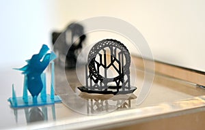 Objects photopolymer printed on a 3d printer.