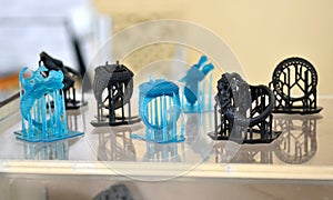 Objects photopolymer printed on a 3d printer.