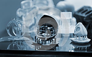 Objects photopolymer printed on a 3d printer.