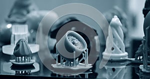 Objects photopolymer printed on stereolithography 3D printer, photo
